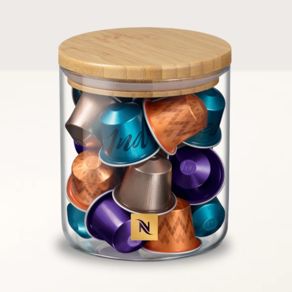 Nespresso Capsule Dispenser Glass Serving Display Medium, Capsules Not Included